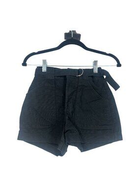 Hollister Black Ultra High Rise Mom Shorts XS Vintage Stretch Belted Utility